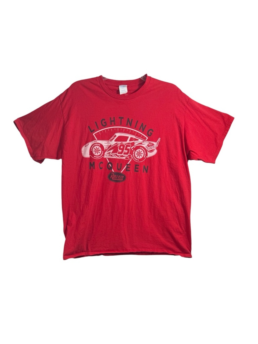 Disney Pixar Cars Lightning McQueen Graphic Tee Red 2XL Rust-eze Racing Shirt